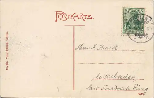 Koblenz Deutsches Eck Rhein, Kaiser-Wilhelm-Denkmal, Mosel-Mündung 1905