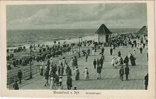 Ansichtskarte Westerland-Gemeinde Sylt Strandanlagen Promenade belebt 1920