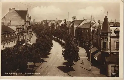 Ansichtskarte Senftenberg (Niederlausitz) Bahnhofstraße - Fotokarte 1928