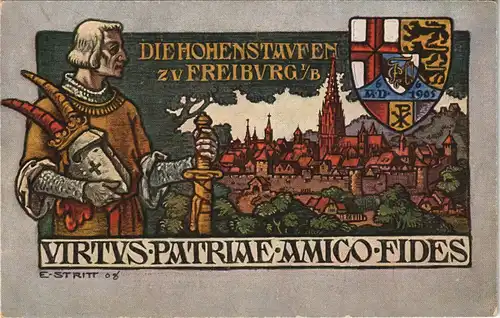 Ansichtskarte Freiburg im Breisgau Die Hohenstaufen zu - Künstlerkarte 1912