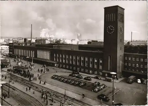 Ansichtskarte Düsseldorf Hauptbahnhof, Fabriken Schlote 1972
