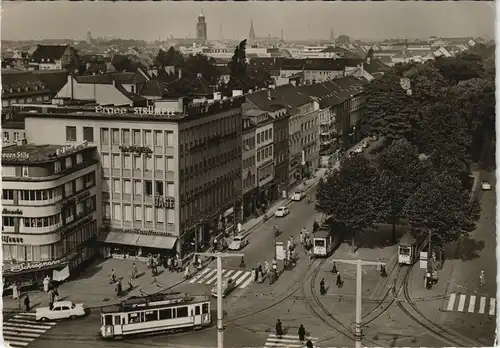 Ansichtskarte Krefeld Crefeld Ostwall - Straßenbahn 1956