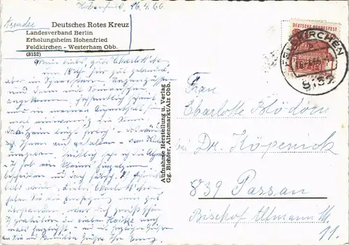 Ansichtskarte Westerham-Feldkirchen Erholungsheim Hohenried 1965