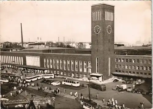 Ansichtskarte Düsseldorf Hauptbahnhof, Fabriken 1962