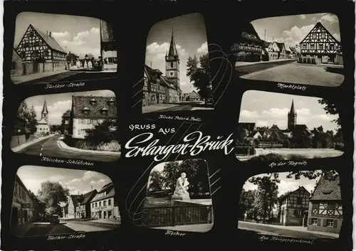 Ansichtskarte Bruck-Erlangen Straßen, Fischer, Kriegerdenkmal 1974
