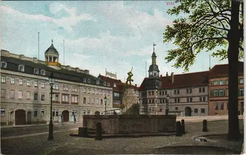 Ansichtskarte Eisenach Schloss und Rathaus 1909