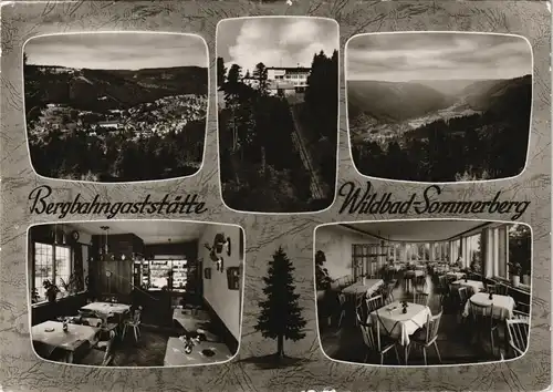 Ansichtskarte Bad Wildbad Berggaststätte - außen und innen 1968