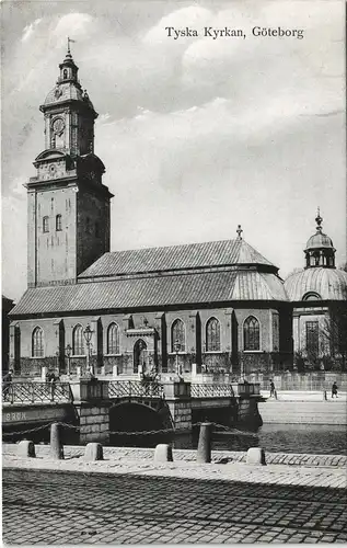 Postcard Göteborg Göteborg Tyska Kyrkan - Straßen 1912