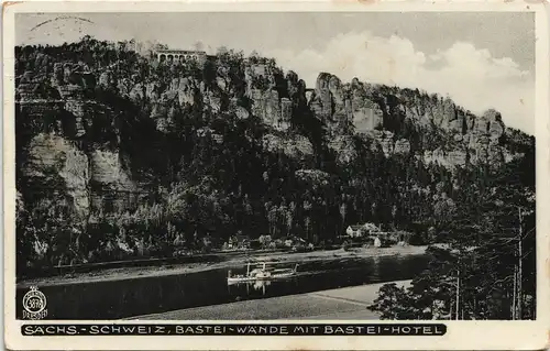 Ansichtskarte Rathen Basteifelsen Dampfer 1934 Walter Hahn:3878