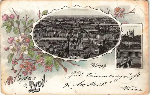 CPA Litho AK Lyon 2 Bild Stadt - Blumenornament 1897