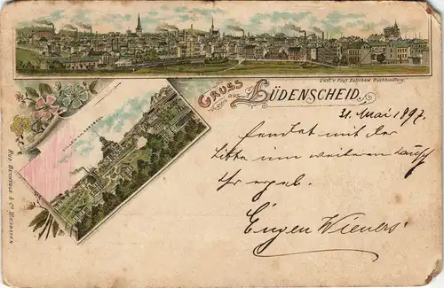 Ansichtskarte Litho AK Lüdenscheid Stadt, Fabriken, Villen Oersbeul 1897