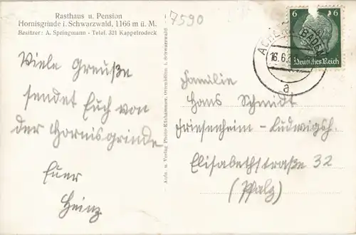 Ansichtskarte Achern Gasthof 1939