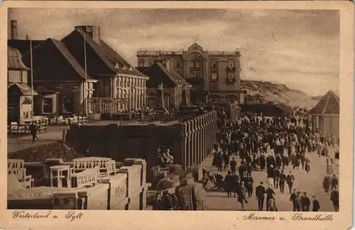 Ansichtskarte Westerland-Gemeinde Sylt Miramar und Strandhalle 1928