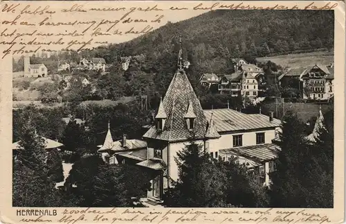 Ansichtskarte Bad Herrenalb Panorama-Ansicht Blick auf Villa 1922