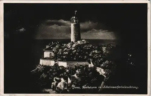 Ansichtskarte Jena Panorama Fuchsturm in Scheinwerfer-Beleuchtung 1935