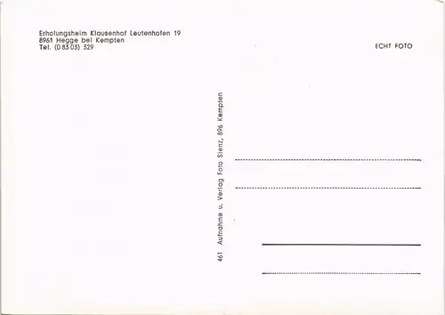 Ansichtskarte Hegge-Waltenhofen Erholungsheim Klausenhof 1972