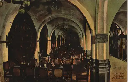 Ansichtskarte Bremen Rathskeller Rathaus City-Hall-Cellar 1911