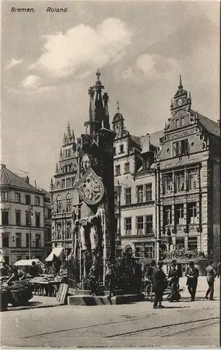 Ansichtskarte Bremen Roland Stadtteilansicht belebter Platz Innenstadt 1910