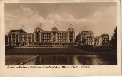 Ansichtskarte Baden-Baden Lichtenthaler Allee Hotel Stephanie 1936