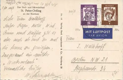 MB Karte St.Peter-Ording Strand Leuchtturm, Minigolf, Landkarte, Zeltplatz 1962