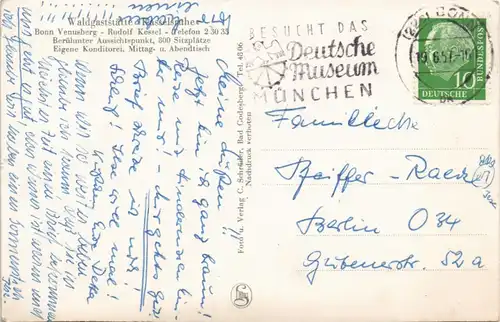Ansichtskarte Bonn Blick von Waldgaststätte Rasselhöhe 1957