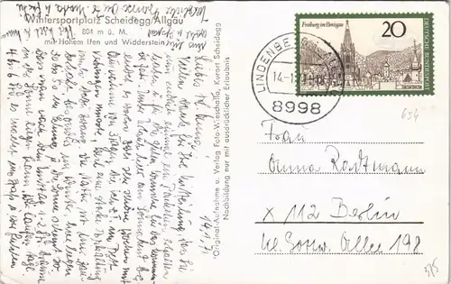 Ansichtskarte Scheidegg Stadt im Winter 1971