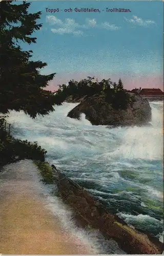 Postcard Trollhättan Toppö- och Gullöfallen 1913