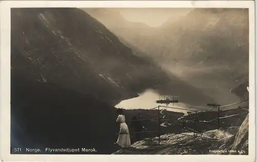 Postcard Norwegen Allgemein Norway Norge. Flyvandsdjupet Merok. 1929