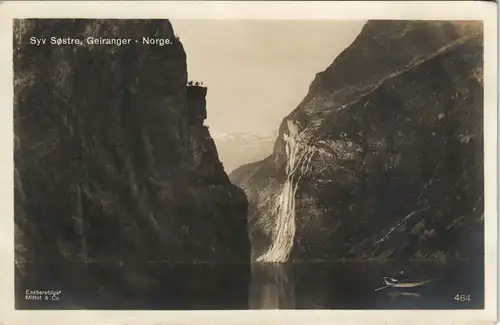 Postcard Geiranger Syv Søstre, Geiranger - Norge Norway 1922