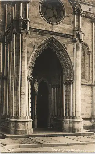 Postcard Trondheim Trondheim Domkirke - Portal Statue 1909