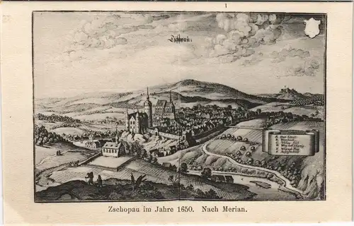 Ansichtskarte Zschopau Stadt nach Merian 1650/1918