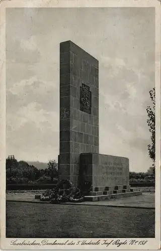 Ansichtskarte Saarbrücken Kriegerdenkmal Inf. Regts No 138 1938