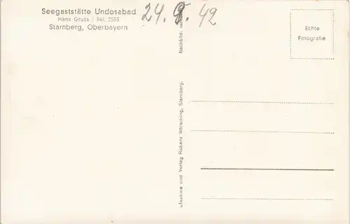 Ansichtskarte Starnberg Seegaststätte Undosabad - Bemalung 1942