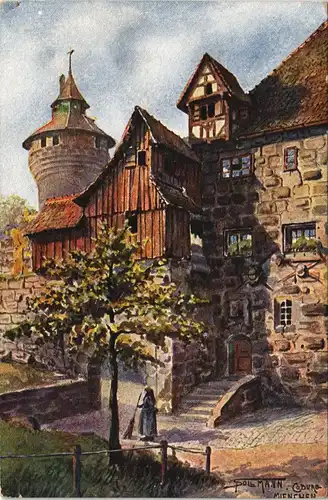 Ansichtskarte Nürnberg Nürnberger Burg Eingang - Künstlerkarte 1912
