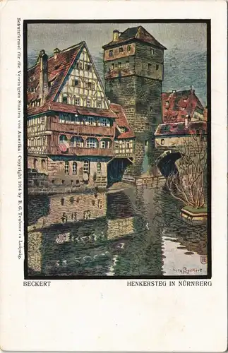 Ansichtskarte Nürnberg Henkersteg Künstlerkarte Beckert 1914