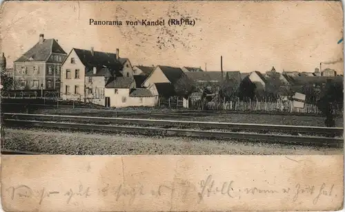 Ansichtskarte Kandel Stadt mit Bahngleisen 1909