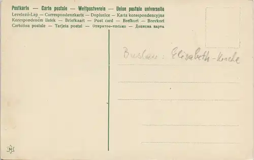 Postcard Breslau Wrocław St. Elisabeth Kirche Künstlerkarte Kley 1912
