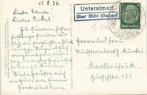 Unterstmatt-Bühl (Baden) Luftbild Landpoststempel Unterstmatt 1935