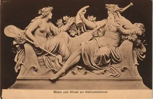Ansichtskarte Rüdesheim (Rhein) Rhein und Mosel Relief Nationaldenkmal 1911