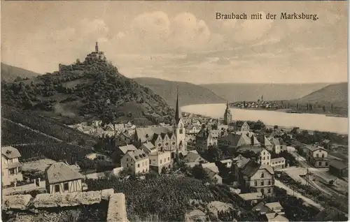 Ansichtskarte Braubach Stadt mit Marksburg 1910