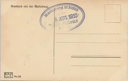 Ansichtskarte Braubach Stadt mit Marksburg 1910