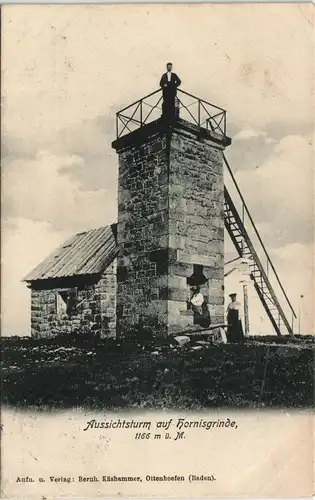 Ansichtskarte Seebach Hornisgrinde (Berg & Aussichtsturm, Schwarzwald) 1908