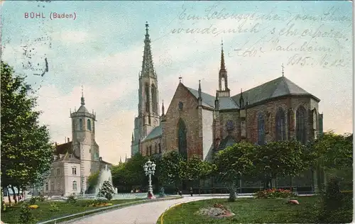 Ansichtskarte Bühl (Baden) color Ansicht Partie an der Kirche 1907