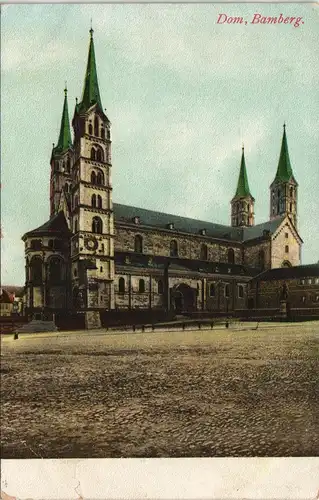 Ansichtskarte Bamberg Strassen Partie mit Gesamtansicht Dom 1903