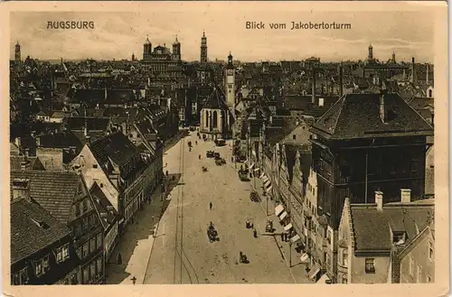 Ansichtskarte Augsburg Panorama-Blick vom Jaobertor-Turm 1911