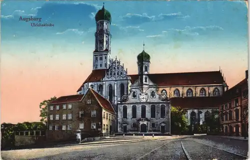 Ansichtskarte Augsburg Ulrichskirche Strassen Ansicht, Kirche Church 1910