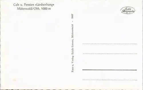 Ansichtskarte Mittenwald Cafe Pension LÄRCHENHANG* 1965