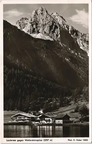 Ansichtskarte Mittenwald Lautersee, Gasthaus - Wettersteinspitze 1952