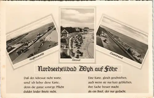 Ansichtskarte Wyk (Föhr) Hafenmole, Strand, Südstrand 1961