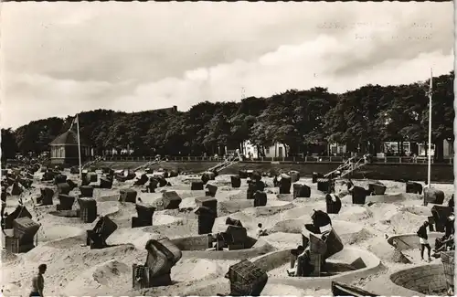 Ansichtskarte Wyk (Föhr) Strand, Strandkörbe - Sandwall 1961